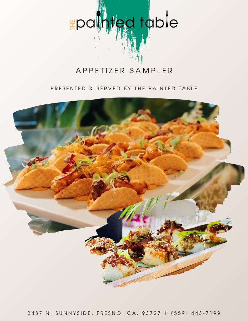Shows the cover of The Painted Table's appetizer sampler menu