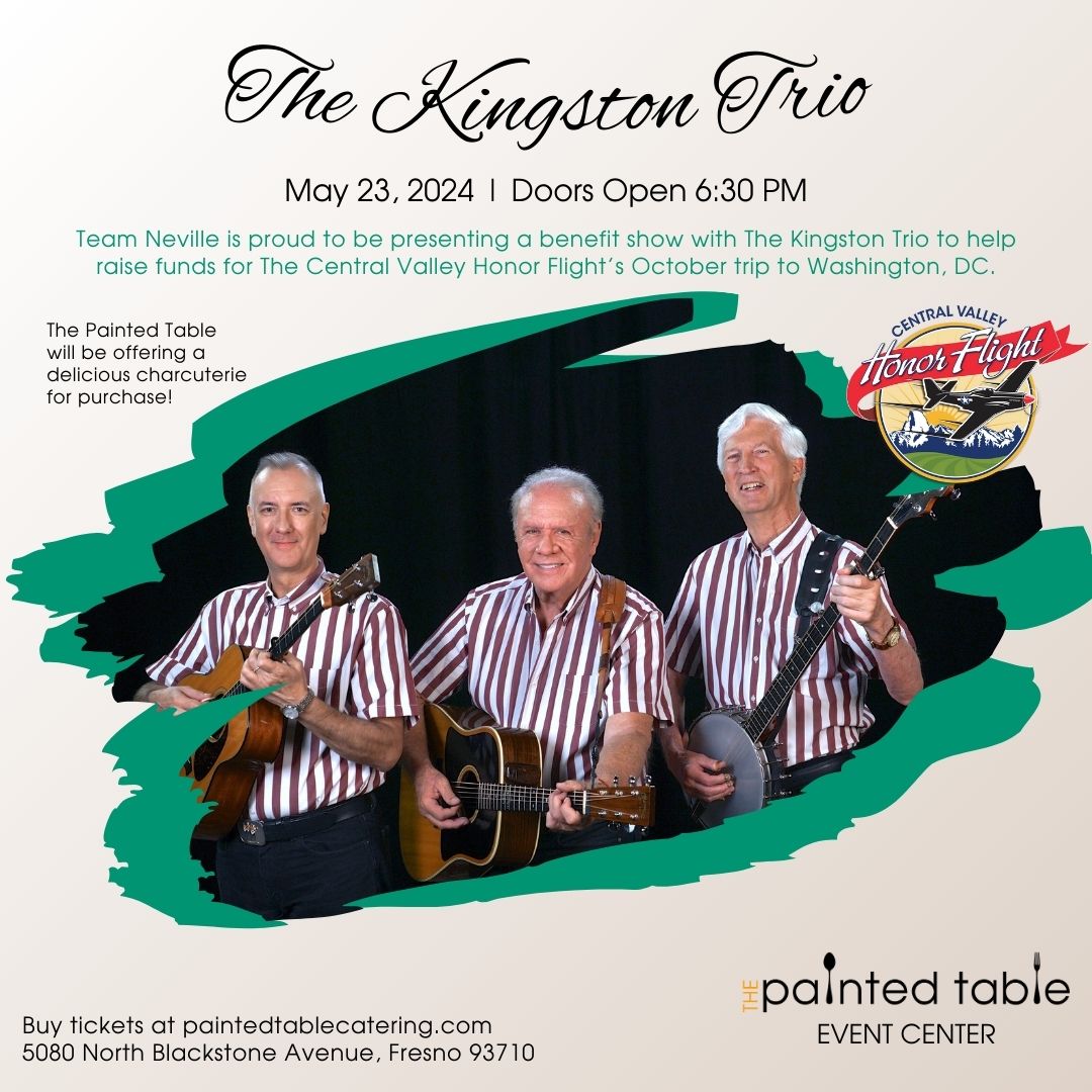 Don't miss The Kingston Trio on May 23 at The Painted Table Event Center.