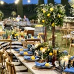 Amazing outdoor event styling and decor incorporating fresh lemons into the theme