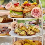Selection of pastries and sweet breads displayed for high tea service