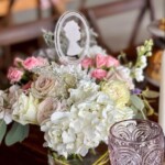 Floral centerpiece designed for a high tea event by The Painted Table