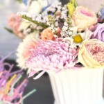 Detailed view of floral arrangements used in high tea décor